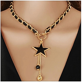 BLACK STAR KOLYE GÜNLÜK & GECE & DAVET SİYAH YILDIZ KOLYE