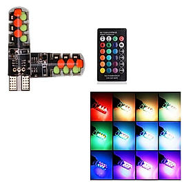 ( 2 X ADET ) 1 TAKIM LED T10 DİPSİZ AMPUL 12V KUMANDALI RGB  ( 5W T10 DİPSİZ MODEL II KUMANDALI )