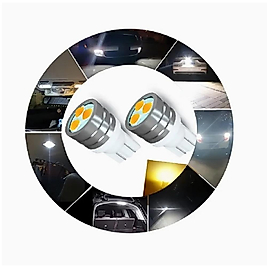 ( 2 X ADET ) 1 TAKIM ALUMINUM LED T10 DİPSİZ AMPUL AMBER (ALİMİNYUM ISI EMİCİ)