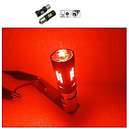 ( 2 X ADET ) 1 TAKIM 24V 93 21W LED SİNYAL AMPUL MERCEKLİ KIRMIZI ( 24V 93 MERCEK LED KIRMIZI )