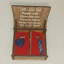 ( 2 ADET ) 1 SET 2000 SERİ DOĞALTAŞ KOLYE SETİ ÇİFTLİ HEDİYE KUTULU LAPİS LAZULİ TAŞI KOLYE