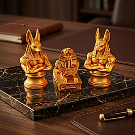 ( 3 X ADET ) 1 SET CONCEPT ANCIENT EGYPT SEHPA & TV ÜNİTESİ SÜSÜ GOLD COLOUR