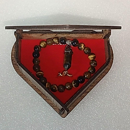 ( 3 PARÇA ) 1 SET DOĞALTAŞ KOLYE & YÜZÜK & BİLEKLİK SETİ KAPLAN GÖZÜ KALPLİ HEDİYE KUTUSU TIGER EYE TAŞI