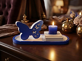 1 SET CONCEPT BLUE BUTTERFLY KIR ÇİÇEĞİ KOKULU MUMLU LOŞ AYDINLATMA