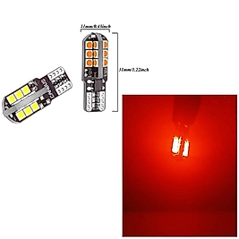 (2 X ADET) 1 TAKIM CANBUS T10 24 LED 3030 CHIP RED ( 24 LED DİPSİZ AMPUL KIRMIZI )