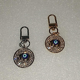 ( 1 SILVER + 1 GOLD COLOUR = 2 ADET ) 1 SET NAZAR KOVAR NAZAR GÖZÜ GÜNLÜK KULLANIM ANAHTARLIK SETİ