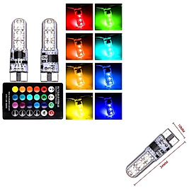 ( 2 X ADET ) 1 TAKIM LED T10 DİPSİZ AMPUL 12V KUMANDALI RGB  ( 5W T10 DİPSİZ AMPUL KUMANDALI )