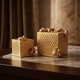 ( 2 X ADET ) 1 SET CONCEPT BAL PETEĞİ & ARI SEHPA & TV ÜNİTESİ SÜSÜ GOLD COLOUR