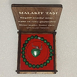 ( 2 PARÇA ) 1 SET 6010 SERİ DOĞALTAŞ KOLYE & BİLEKLİK SETİ MALAKİT TAŞI HEDİYE KUTULU