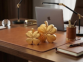 ( 2 X ADET ) 1 SET CONCEPT GOLD CLOVER SEHPA & TV ÜNİTESİ SÜSÜ GOLD COLOUR