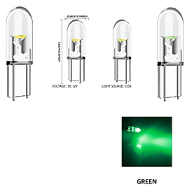 ( 4 X ADET ) 1 SET T5 1.2W LED MİNİ DİPSİZ AMPUL YEŞİL 12V (1.2W MİNİ DİPSİZ AMPUL LED KRİSTAL CAM YEŞİL)