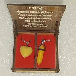 ( 2 ADET ) 1 SET 2000 SERİ DOĞALTAŞ KOLYE SETİ ÇİFTLİ HEDİYE KUTULU KALSİT TAŞI KOLYE