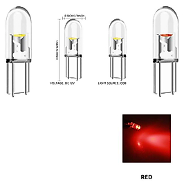 ( 4 X ADET ) 1 SET T5 1.2W LED MİNİ DİPSİZ AMPUL KIRMIZI 12V (1.2W MİNİ DİPSİZ AMPUL LED KRİSTAL CAM KIRMIZI)