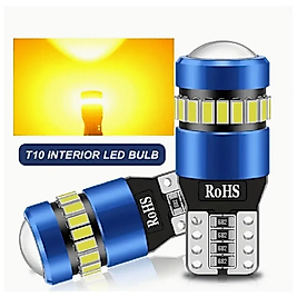 ( 2 X ADET ) 1 TAKIM T10 LED DİPSİZ AMPUL CANBUS 18+1 AMBER 3030 SMD LENS 750LM ROHS LED