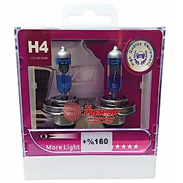 PREMIUM FAR AMPULU TAKIMI 12V 60/55W GÜÇLÜ IŞIK +%160 (GÜÇLÜ IŞIK H4)
